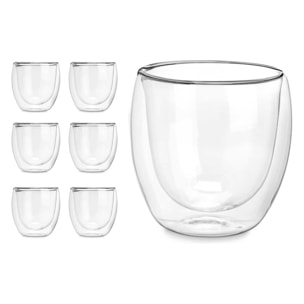 PACK 6 VASOS BOROSILICATO doble pared AGUA 246 ML