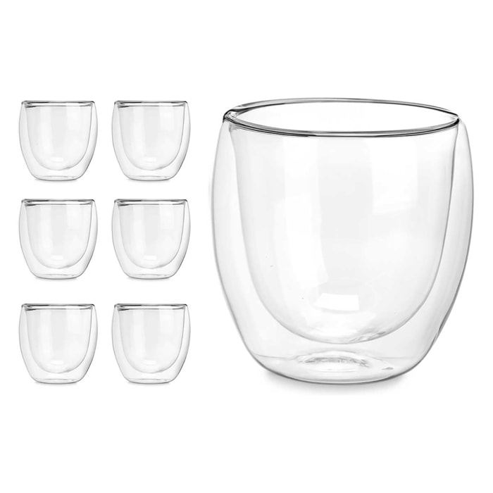 PACK 6 VASOS BOROSILICATO doble pared AGUA 246 ML