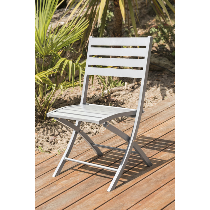 MARIUS - Lot de 2 chaises de jardin en aluminium gris