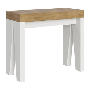 Consolle allungabile 90x40/196 cm Naxy Mix Small piano Quercia Natura - struttura Bianco Frassino