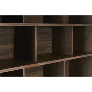 Bibliothèque scandinave finition bois foncé noyer L140 cm EPURE