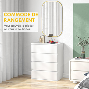 Commode 4 tiroirs dim. 60L x 40l x 80H cm blanc