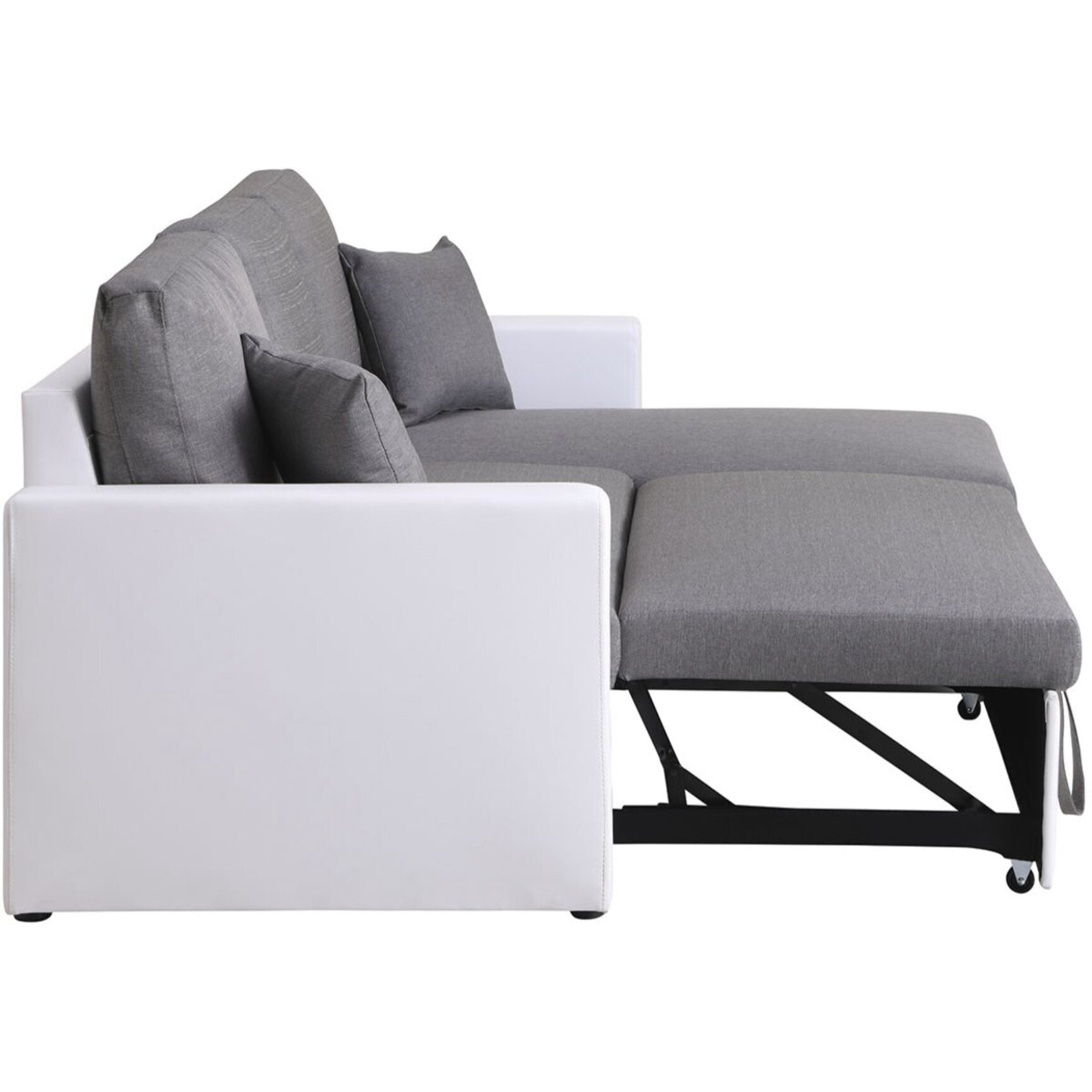 Canapé d'angle convertible/ réversible avec coffre "Alain" - 221 x 145 x 85 cm - 3 places - Gris / Blanc