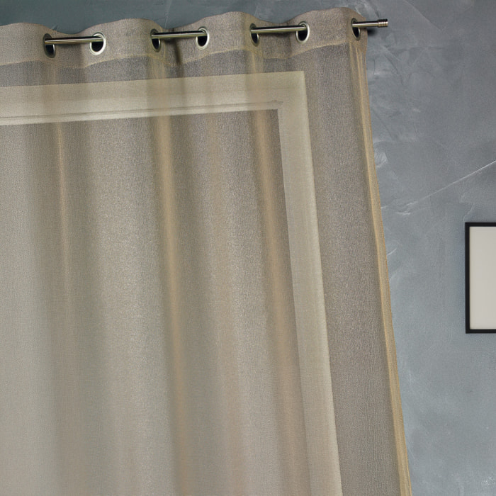 Voilage en organza fantaisie uni - Taupe
