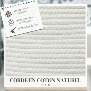 Panier à linge 36L corbeille à linge pliable portable en coton 2 poignées blanc crème