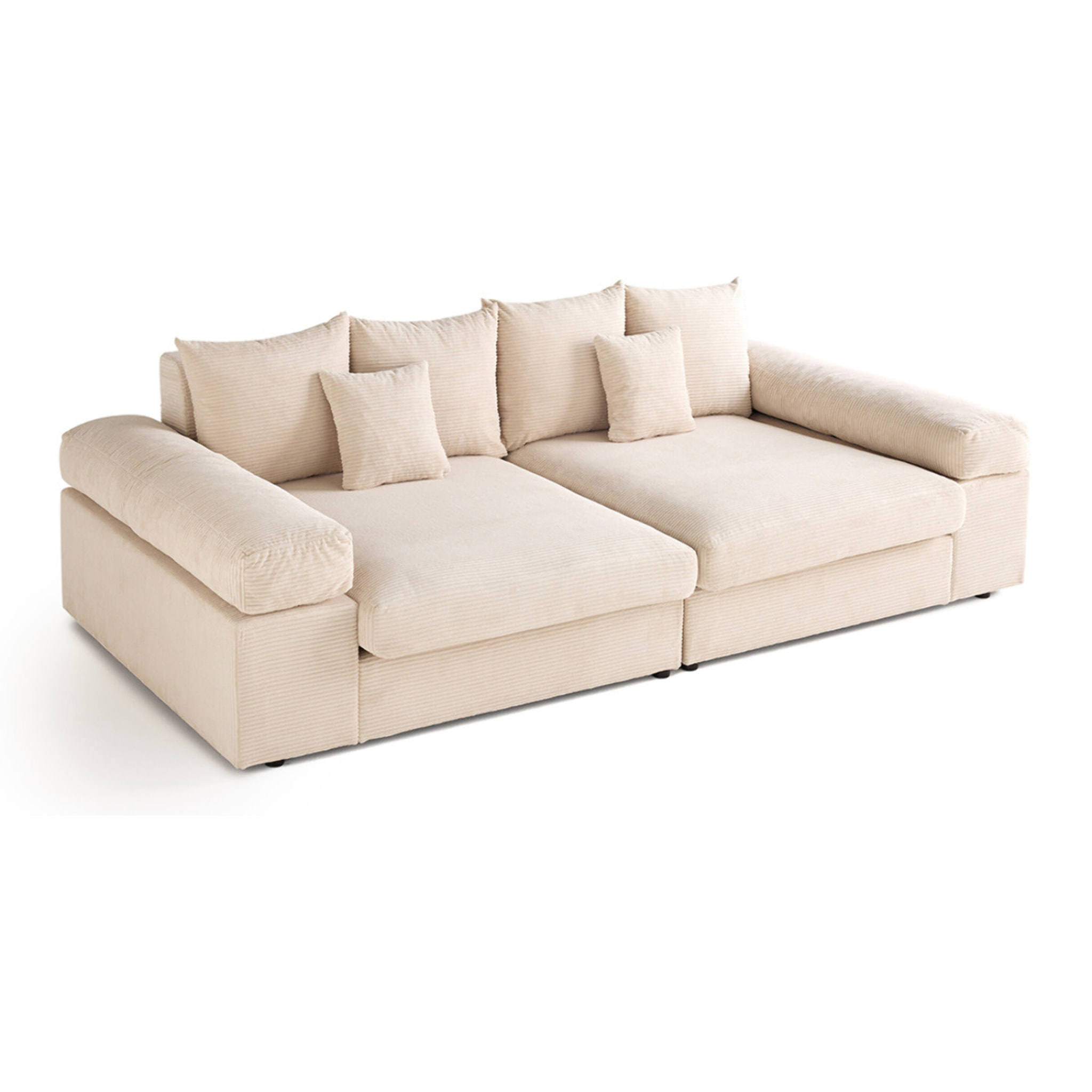 Aspen - canapé 4 places - assise profonde - velours côtelé - Beige