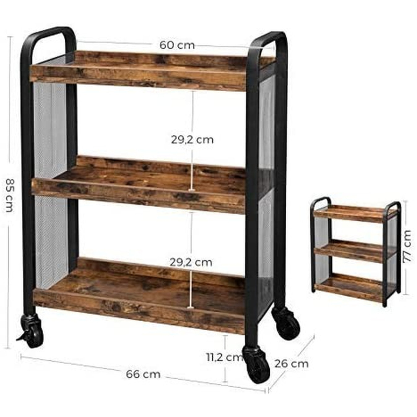 Carrello da cucina industrial Nashville in legno e metallo