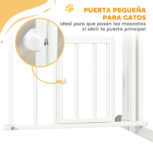 Barrera de Seguridad para Perros Extensible 74-100 cm, para Puertas y Escaleras, Puerta de Seguridad para Mascotas, con Montaje a Presión y Doble Bloqueo, Blanco
