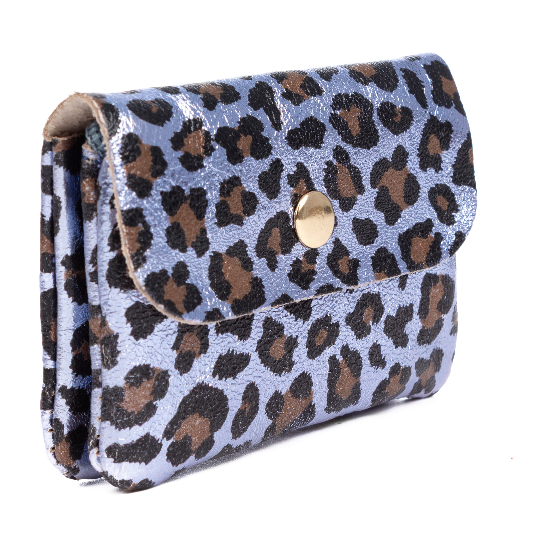 Alpignano portafoglio donna. Pelle autentica Camoscio, design animal print leopardato, laccato lucido