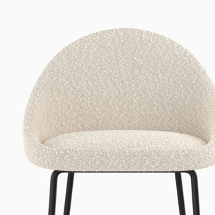 Chaise pour îlot central effet laine bouclette blanche 65 cm - Misty