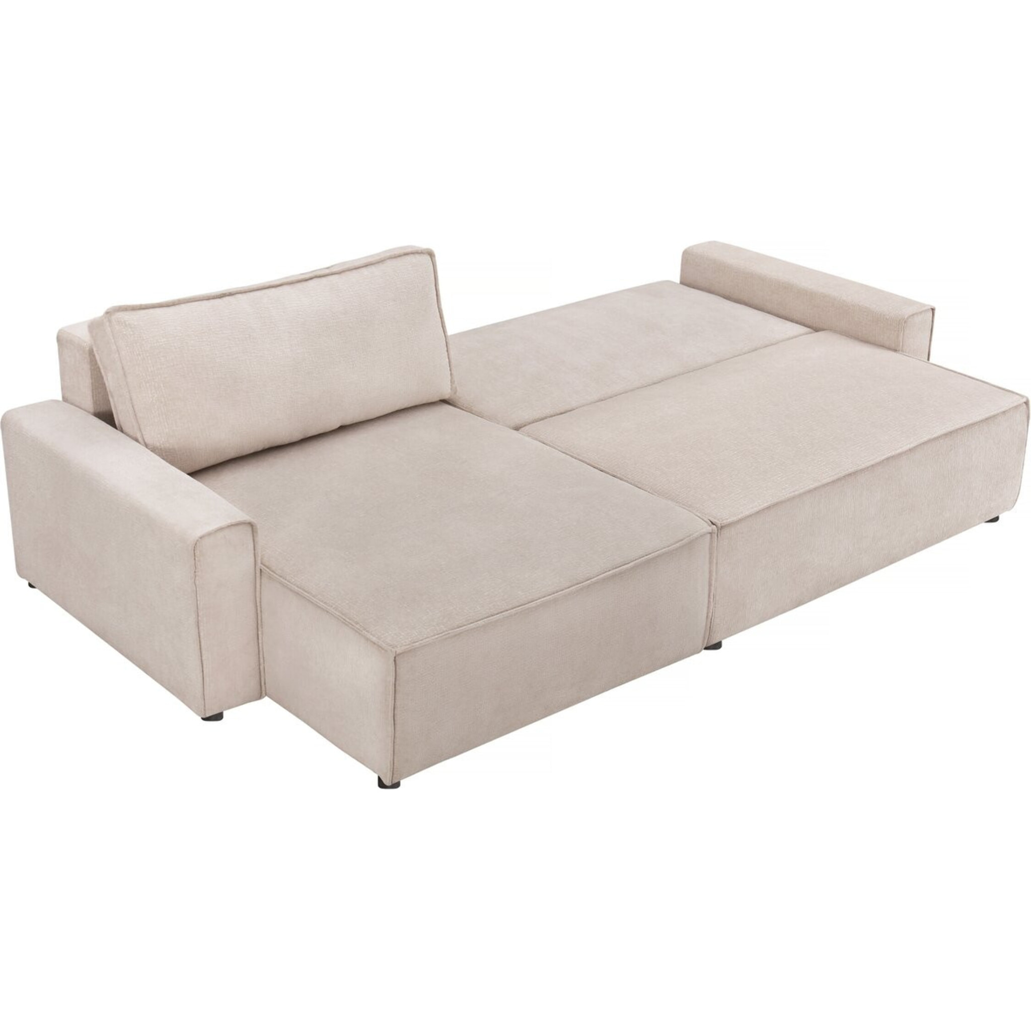 Canapé d'angle convertible en tissu texturé "Montaigne" - 4 places - Beige