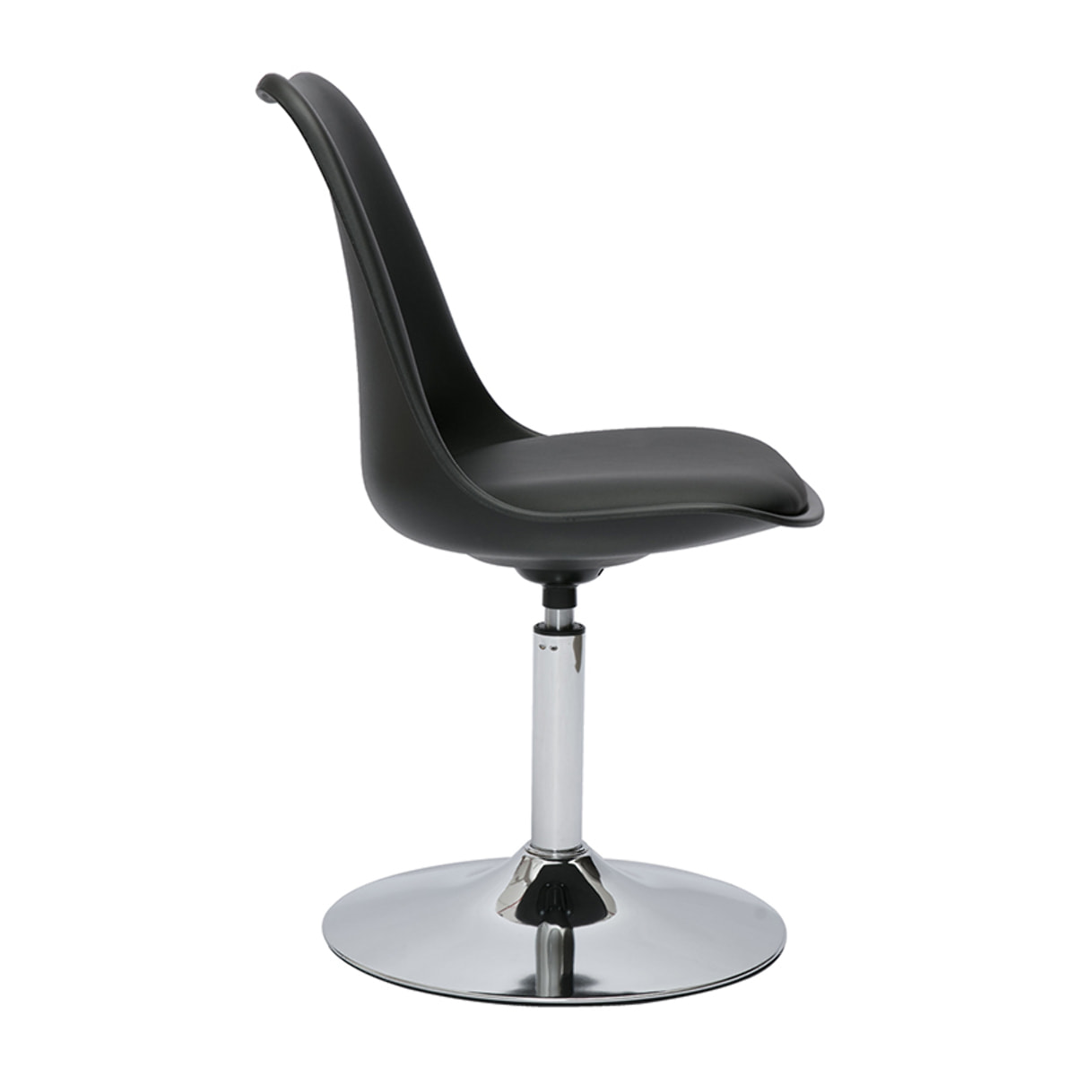 Chaise design pivotante noire et métal chromé STEEVY V2