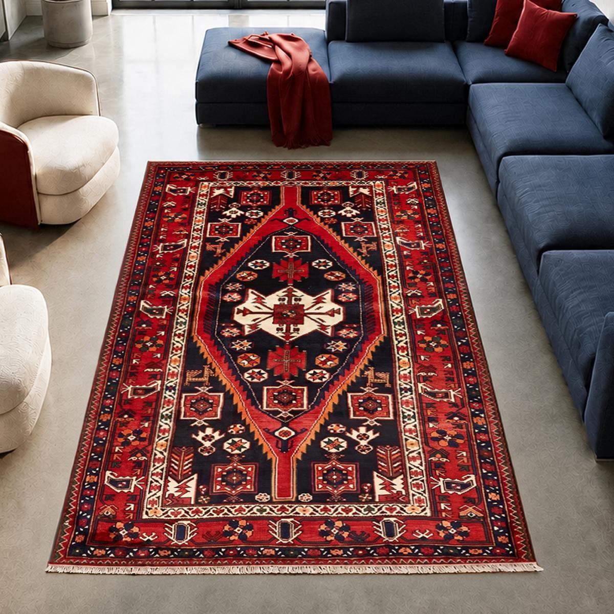 Tapis d'orient au motif oriental, noué à la main en laine, GISOLO