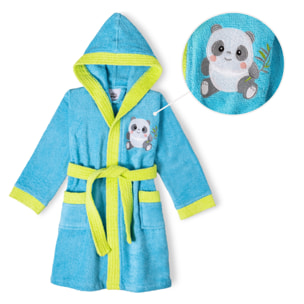 Albornoz Infantil Panda Turquesa