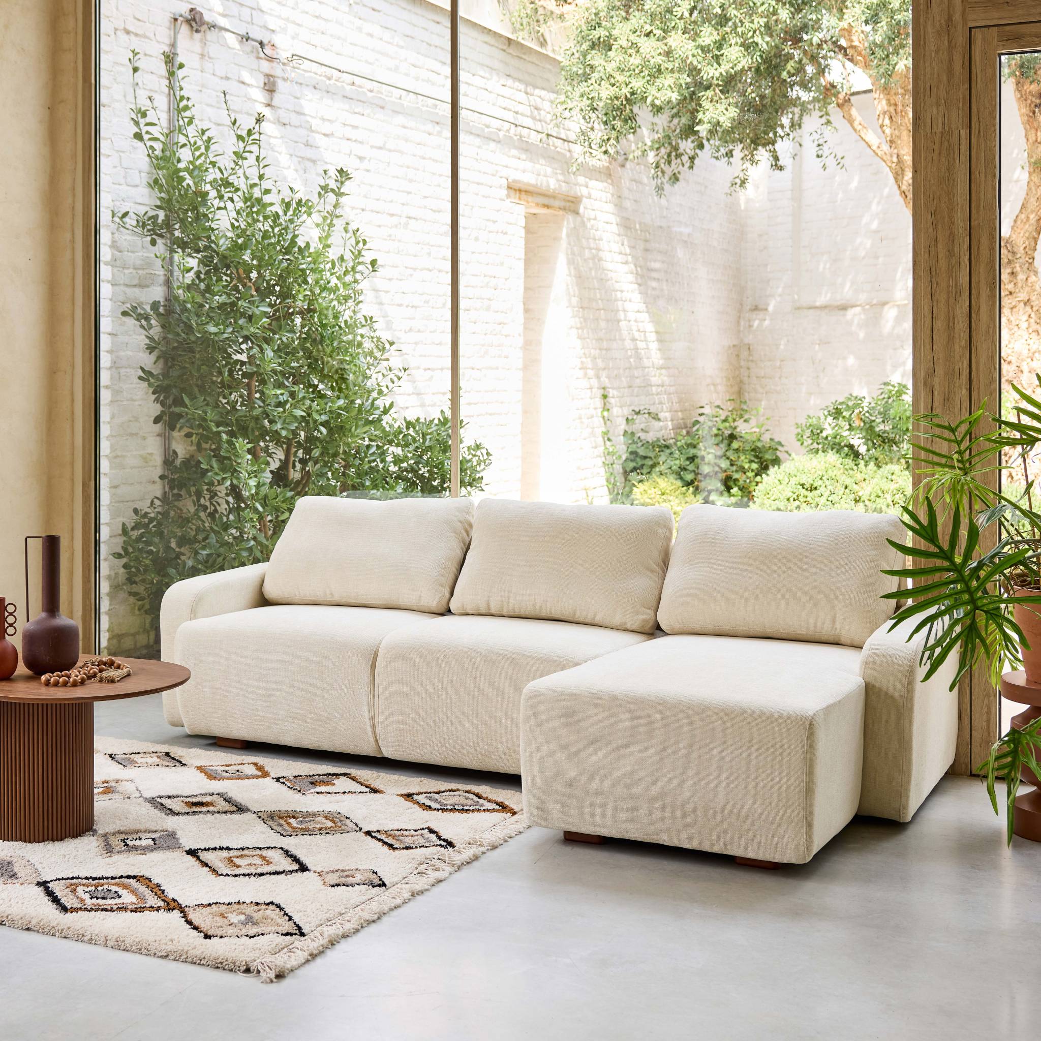 Canapé d'angle droit 3 places tissu  DANY