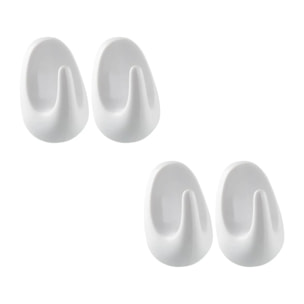 Crochets adhésifs en plastique lot de 4, dimensions 5 cm résistants et pratiques pour tous vos besoins Fackelmann Tecno