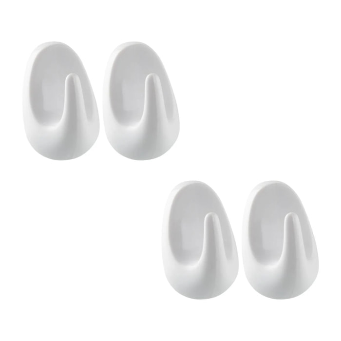 Crochets adhésifs en plastique lot de 4, dimensions 5 cm résistants et pratiques pour tous vos besoins Fackelmann Tecno