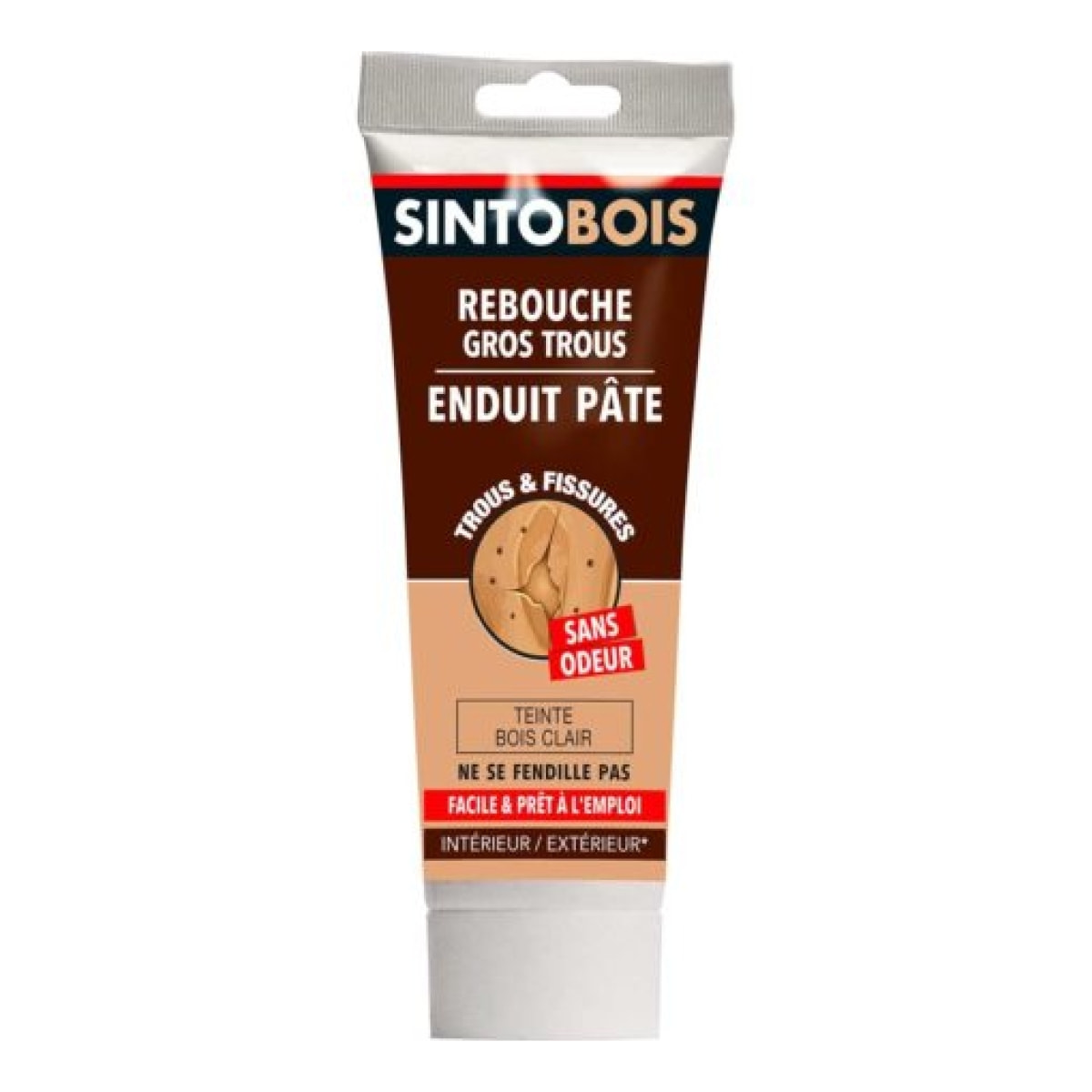 Rebouche bois pour gros trous et fissures SINTO Bois clair 330g - 39000