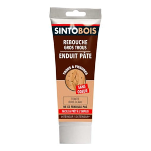 Rebouche bois pour gros trous et fissures SINTO Bois clair 330g - 39000