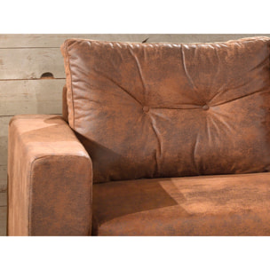 NORDIC - Canapé d'angle L - 5 places - Convertible - Industriel vintage - Droit - Marron