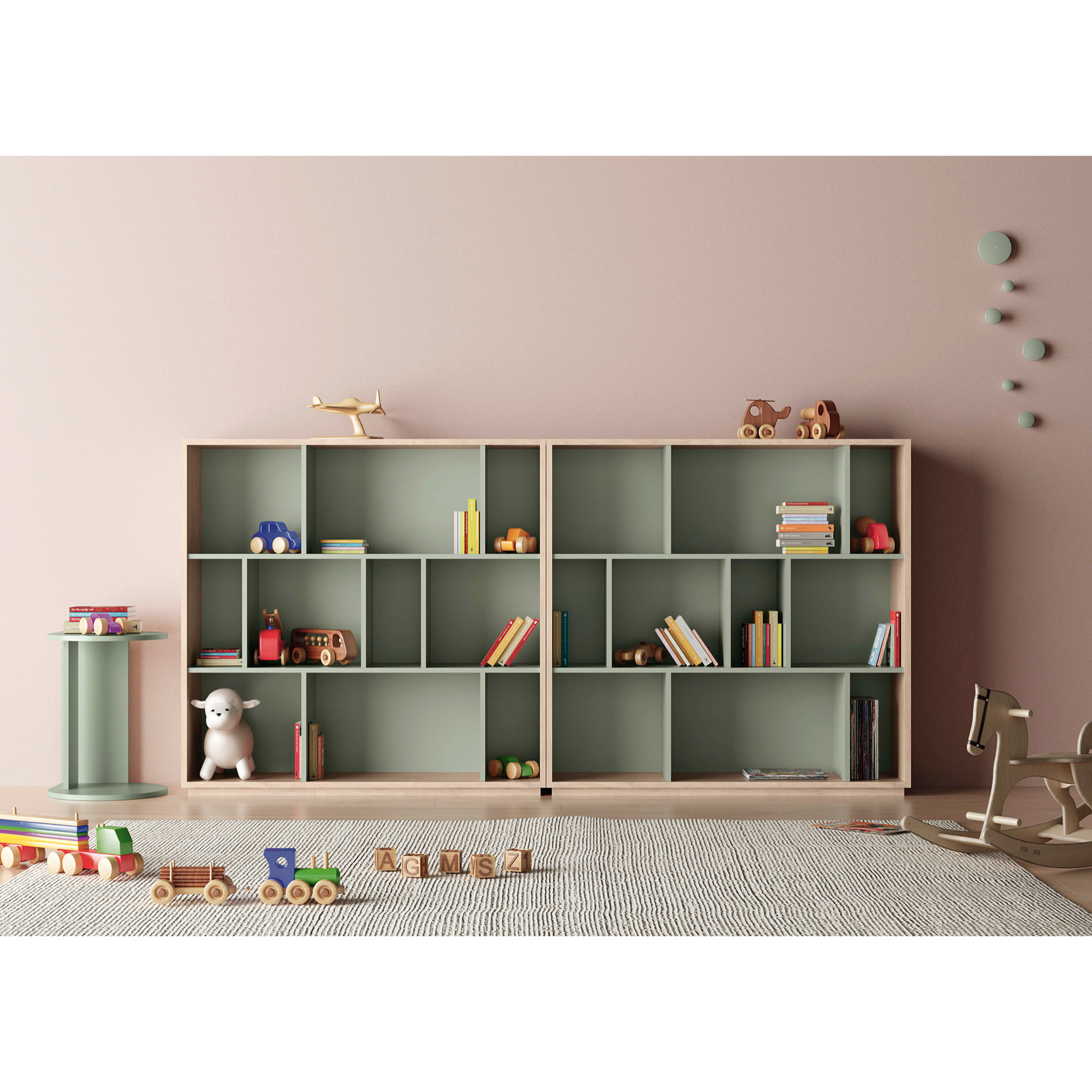 Estantería librería Nack melamina roble-verde 117x119x32 cm