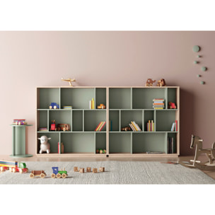 Estantería librería Nack melamina roble-verde 117x119x32 cm