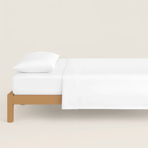 Juego de Sábanas Lisas - 100% Microfibra - Incluye 1 o 2 Fundas de Almohada + 1 Sábana Bajera - Blanco Óptico
