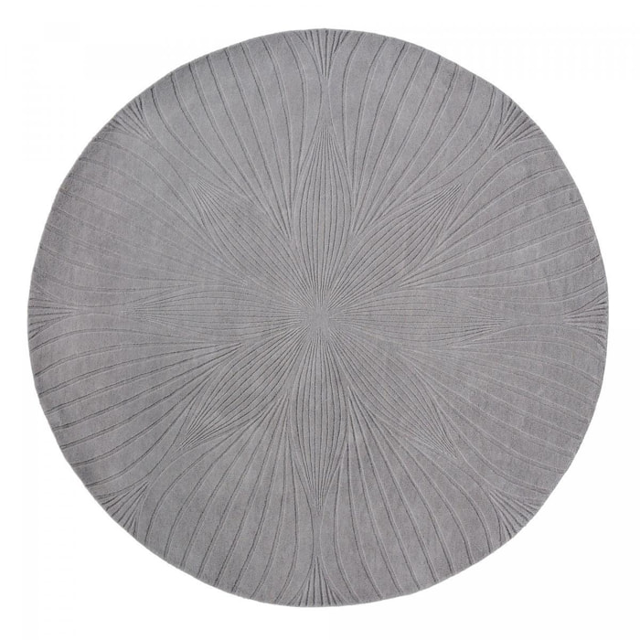 Tapis rond fait à la main en laine motif faux uni QUITA