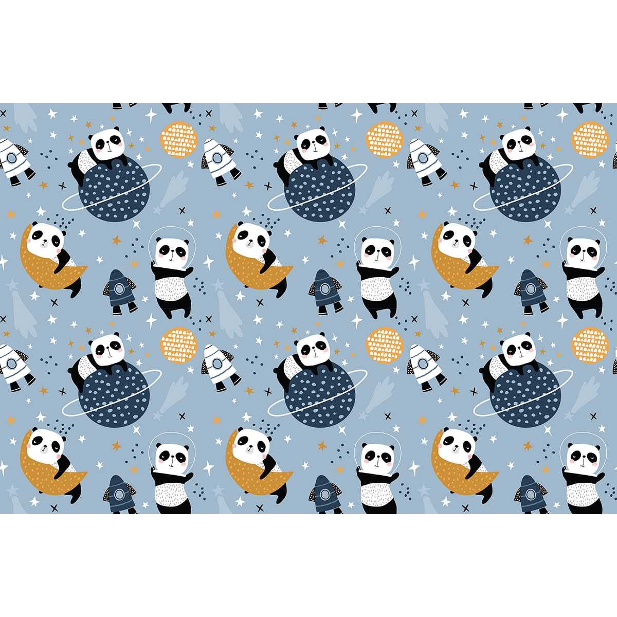 Sticker meuble enfant pandas et les planètes 40 x 60 cm