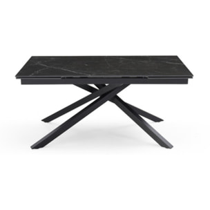 Table extensible en céramique marbré noir L160/240cm - 9 piètements - UNIK