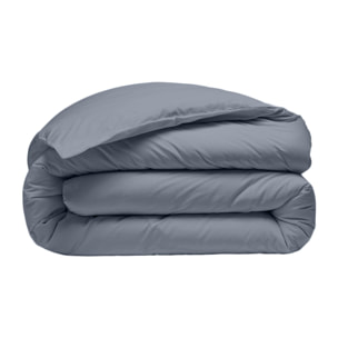 Housse de couette percale de coton bleu anthracite