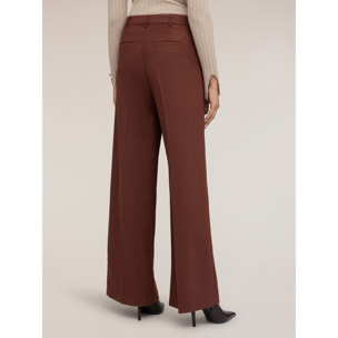 Motivi - Pantaloni palazzo a vita alta con piega stirata - Marrone