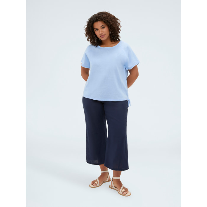 Fiorella Rubino - Camiseta de mezcla de lino - Light - blue