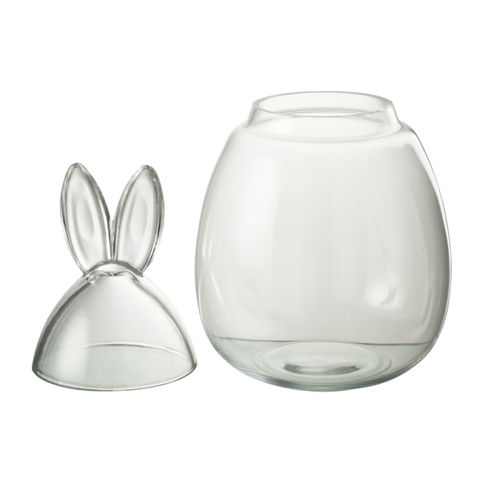 Pot de stockage J-Line Lapin - verre - transparent - grand