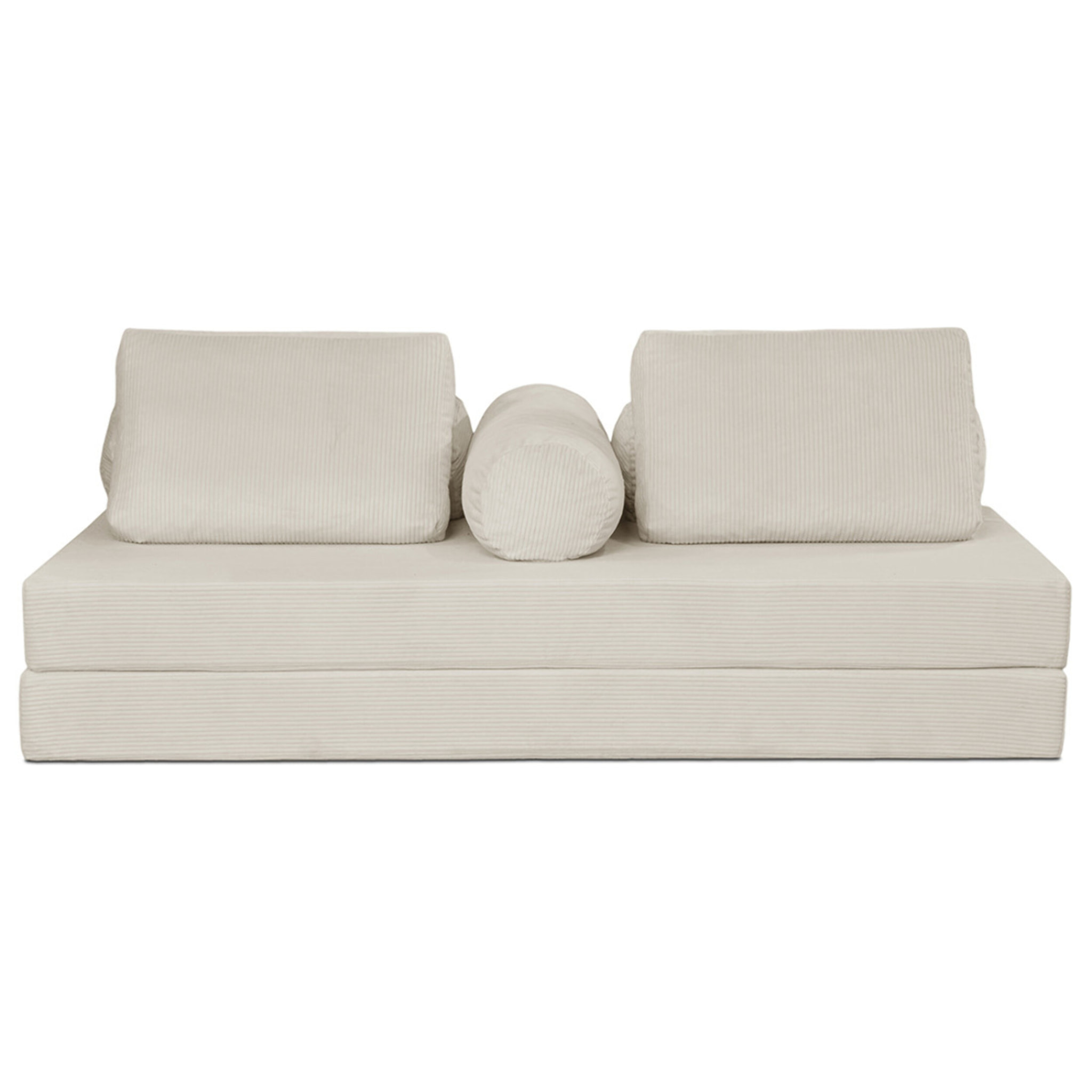 Lonny - Canapé 3 places convertible en velours côtelé - Beige