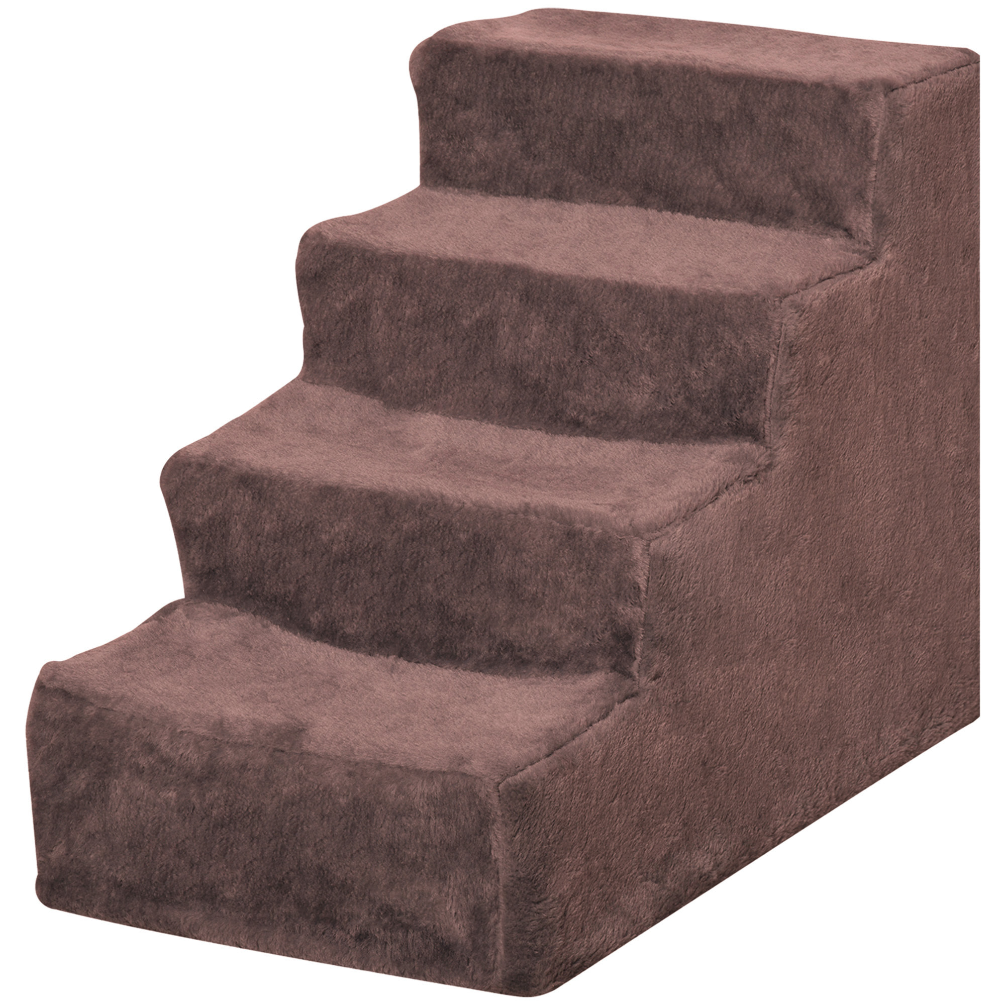 Escalier pour chien 4 marches revêtement flanelle grande douceur marron