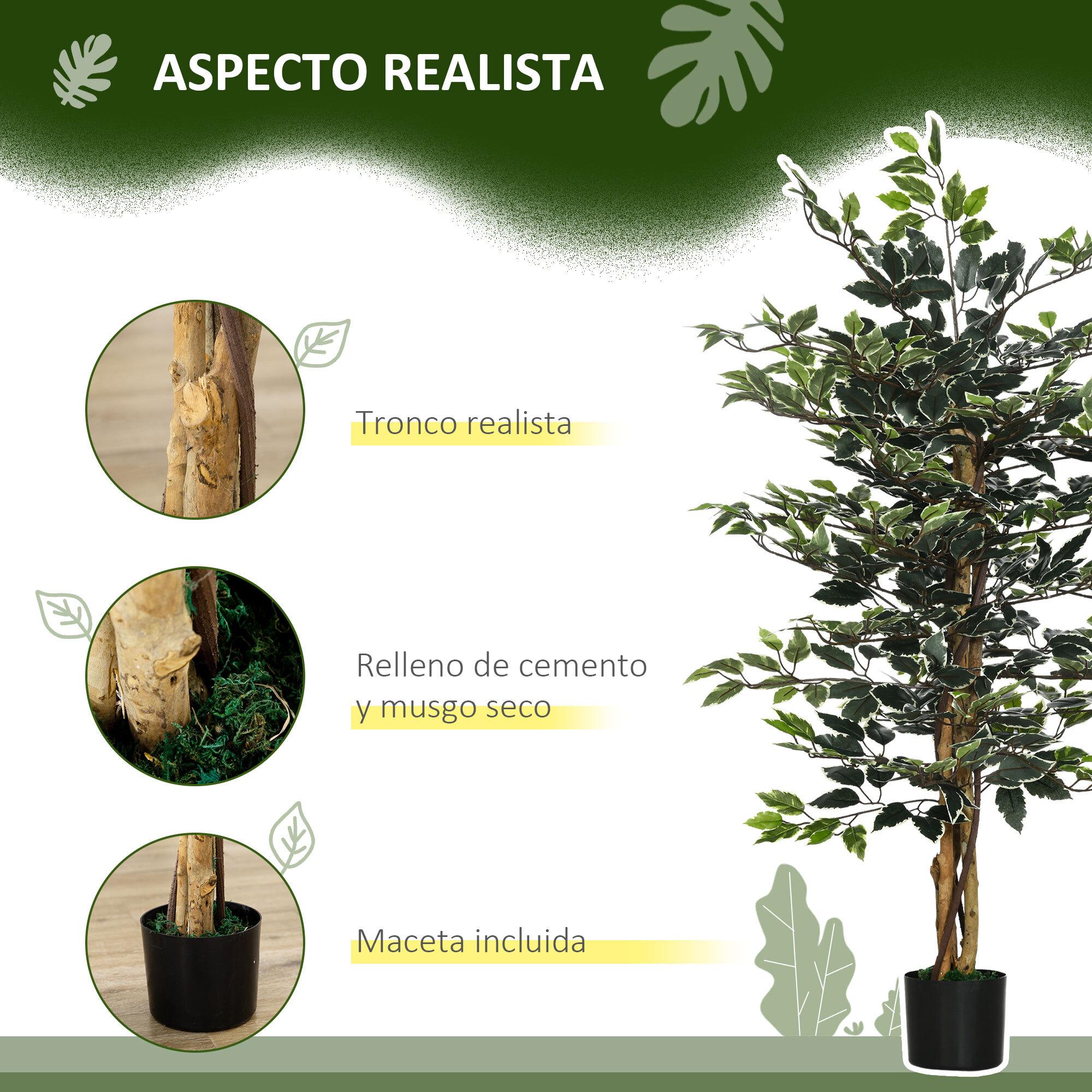 Ficus Artificial con Troncos 130cm Planta Artificial con Macetas y 702 Hojas