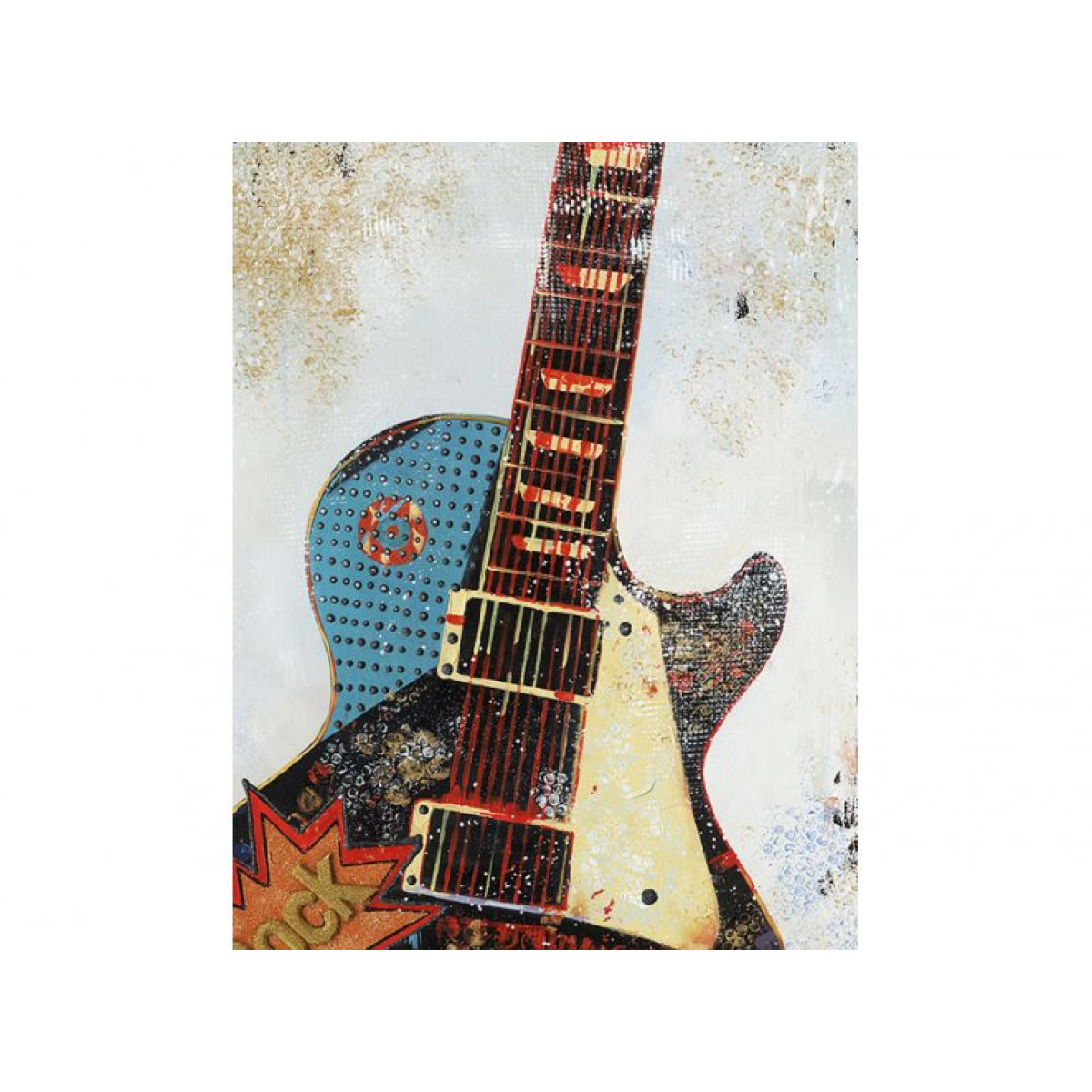 Peinture sur toile cadre décoratif guitare - ROCKY