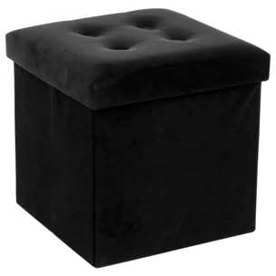 Pouf pliant "Lysandre" noir effet velours