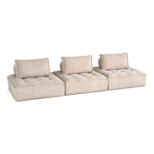 Marisol - canapé modulable droit 3 places - velours texturé - Beige
