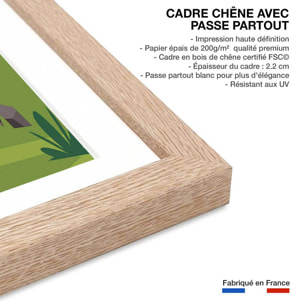 Poster retro savoie ou bien ! Affiche + cadre en bois - Chêne