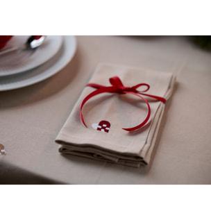 Serviettes en tissu Coeurs de Noël brodés 4 pièces