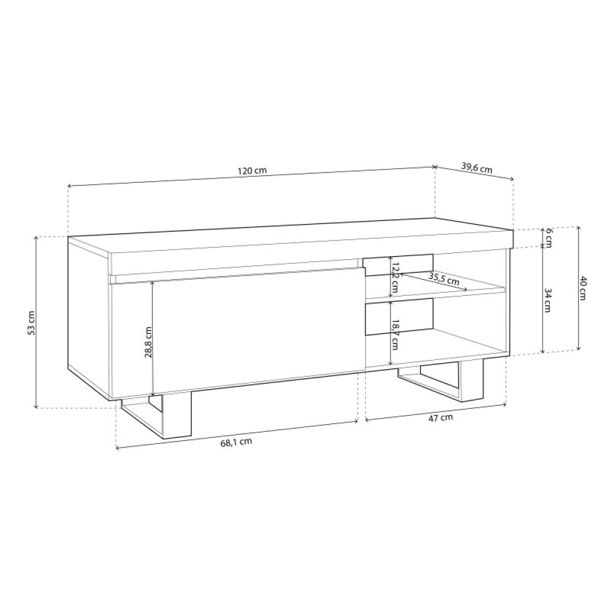 Mueble TV Ebos UP 120 Roble Nude - Ceniza