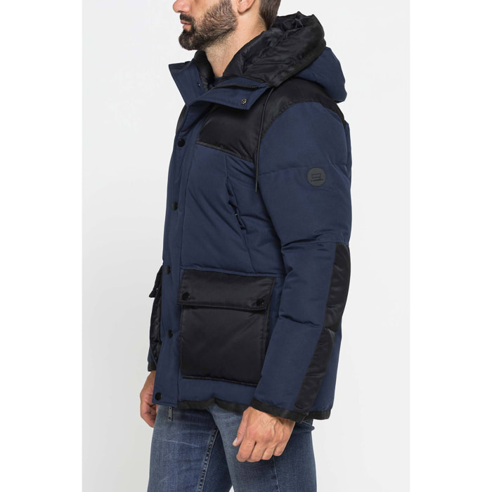 GIACCONE IMBOTTITO CON CAPPUCCIO COLOR BLOCK