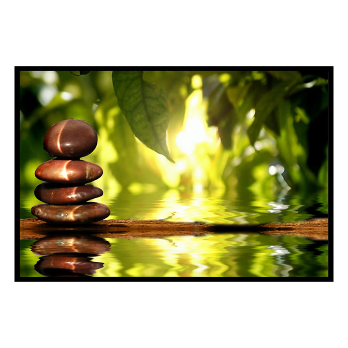 Affiche encadrée pierres zen et nature Affiche + cadre en métal - Noir