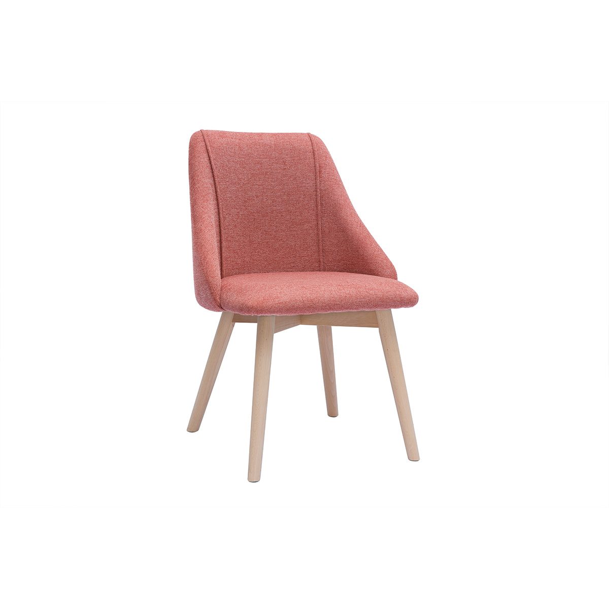 Chaises scandinaves en tissu effet velours texturé terracotta et bois clair (lot de 2) HIGGINS