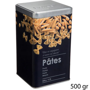Boîte à pâtes 500g métal Noir Black Edition