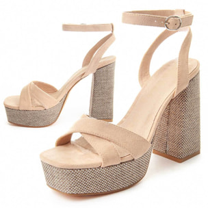 Sandalias De Tacón - Beige - Altura: 13 cm