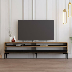 Mobile porta TV Dkumbull, Credenza da soggiorno, Armadio basso per TV, Base parete attrezzata, 180x47h35 cm, Noce e Antracite