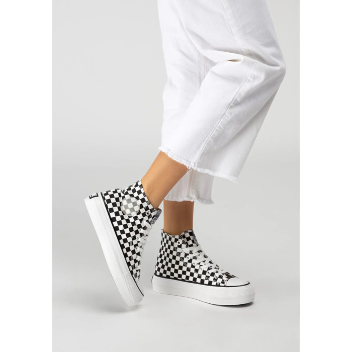 Black White Hi-Top Sneakers Canvas